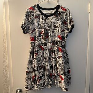 Marvel Comic Print Casual Dress - Black, White, Red